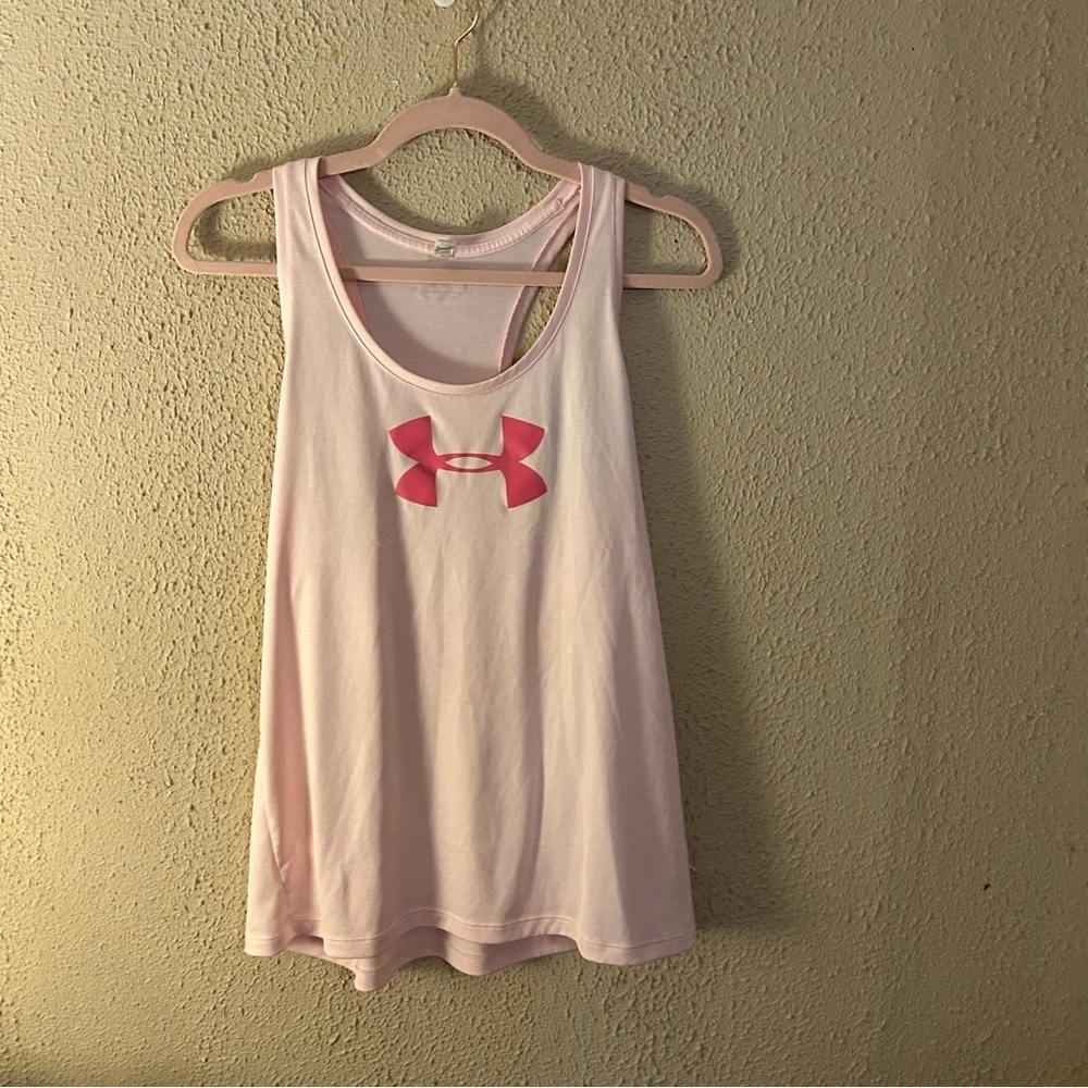 Under Armour Loose Fit Heat Gear Tank Top Size L Pink Athletic Workout Gym